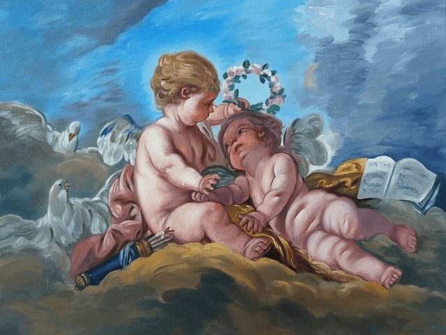 Copie d&#039;après François Boucher, huile sur toile de lin - 61cm X 50 cm